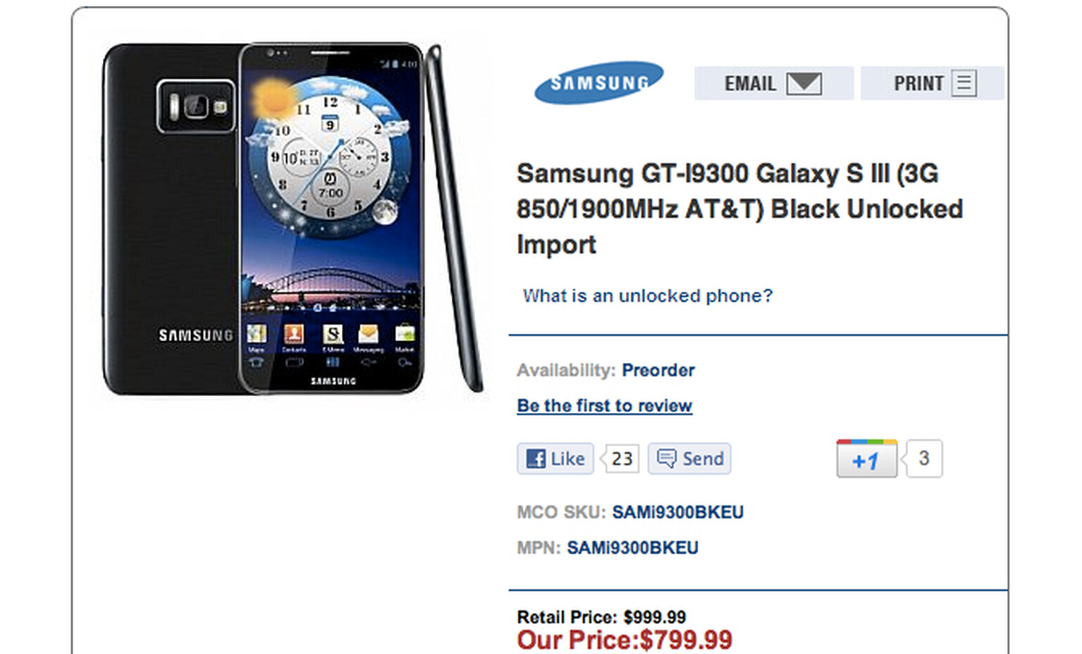 Samsung Galaxy S3 appears on pre-order