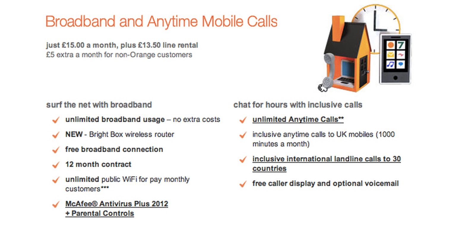 Orange: 1000 free mobile minutes with your broadband