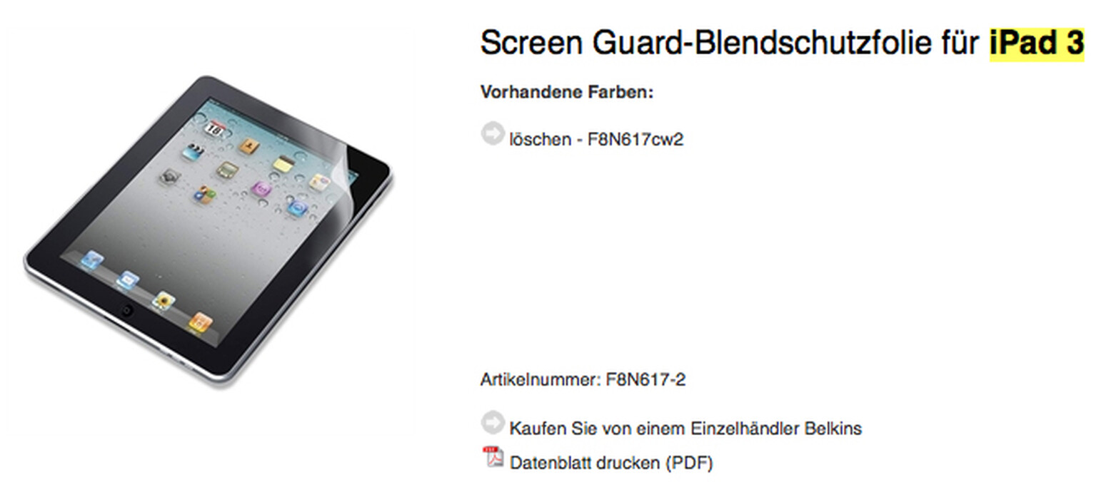 iPad 3: Accessory names point to it not being called iPad 2S (but maybe iPad HD)