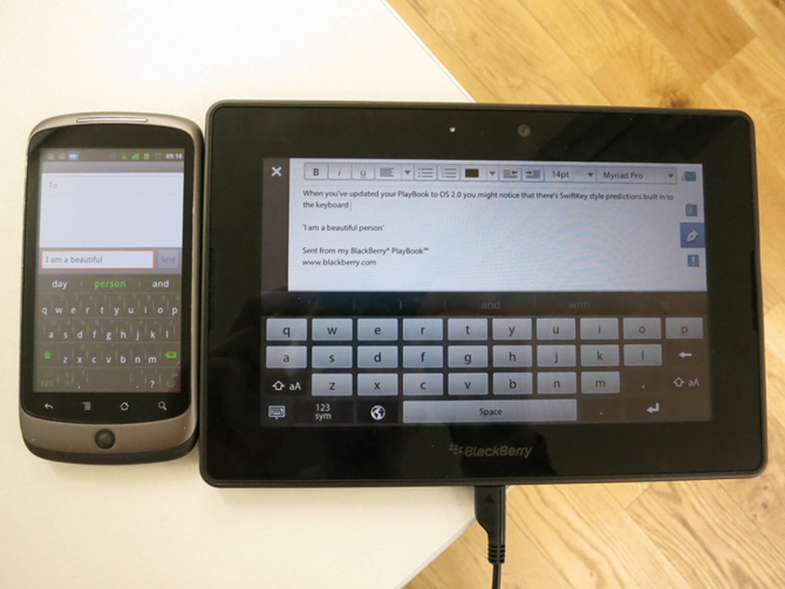 SwiftKey powering BlackBerry PlayBook OS 2.0 keyboard predictions?