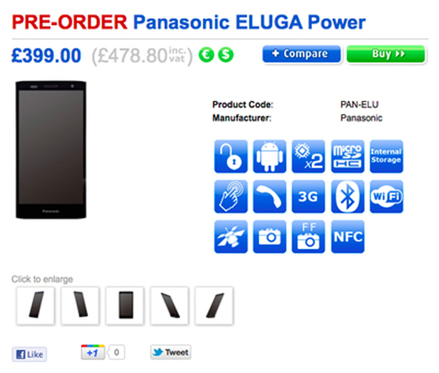 Panasonic ELUGA Power sim-free price revealed