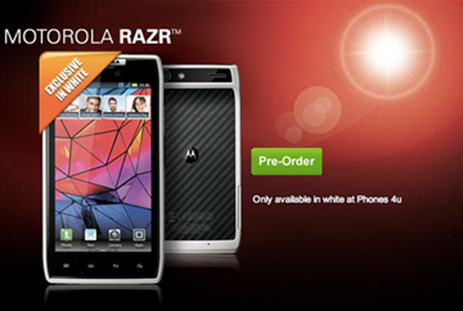 Motorola RAZR in white launching on Phones 4u