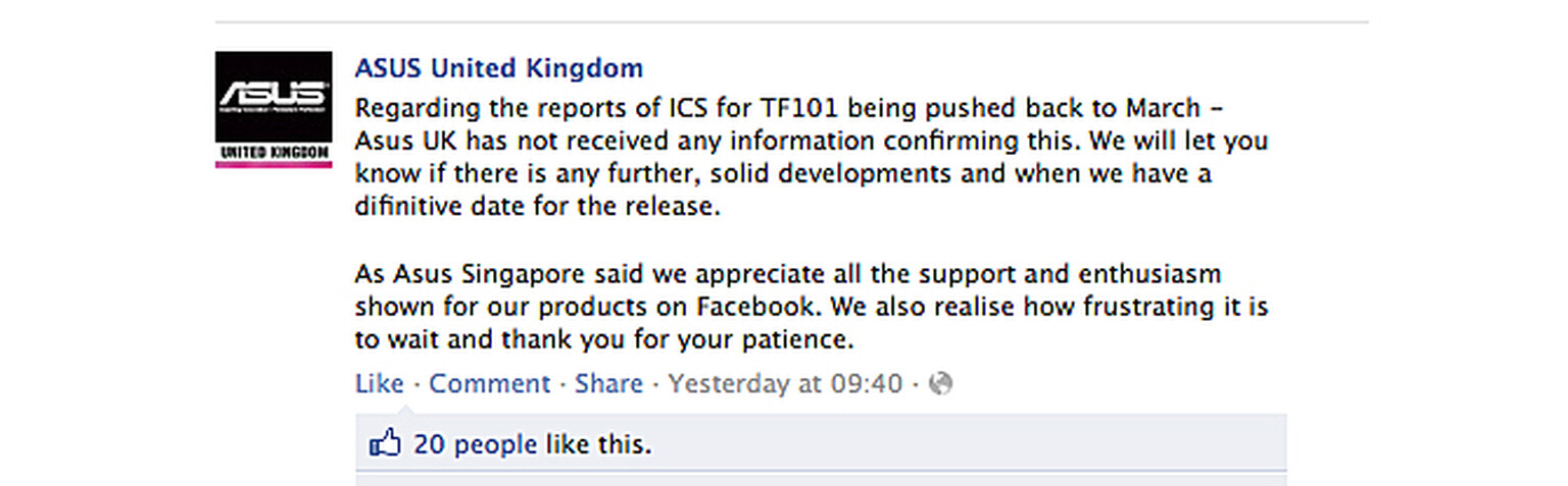 Asus: Eee Pad Transformer Ice Cream Sandwich update not delayed for the UK