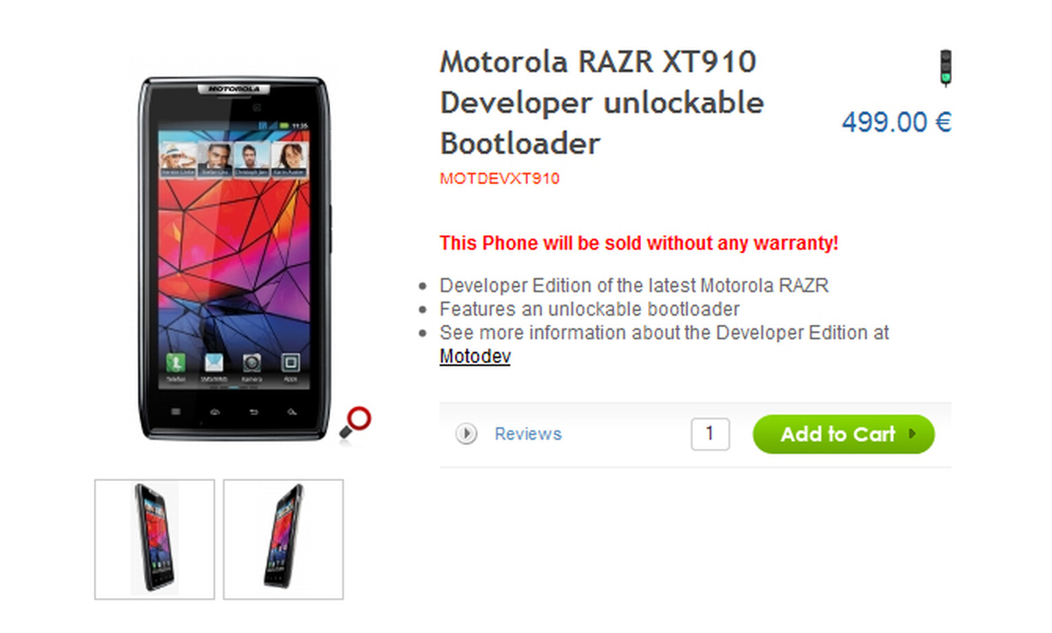 Motorola RAZR Developer Edition incoming, European version to ship with unlocked bootloader