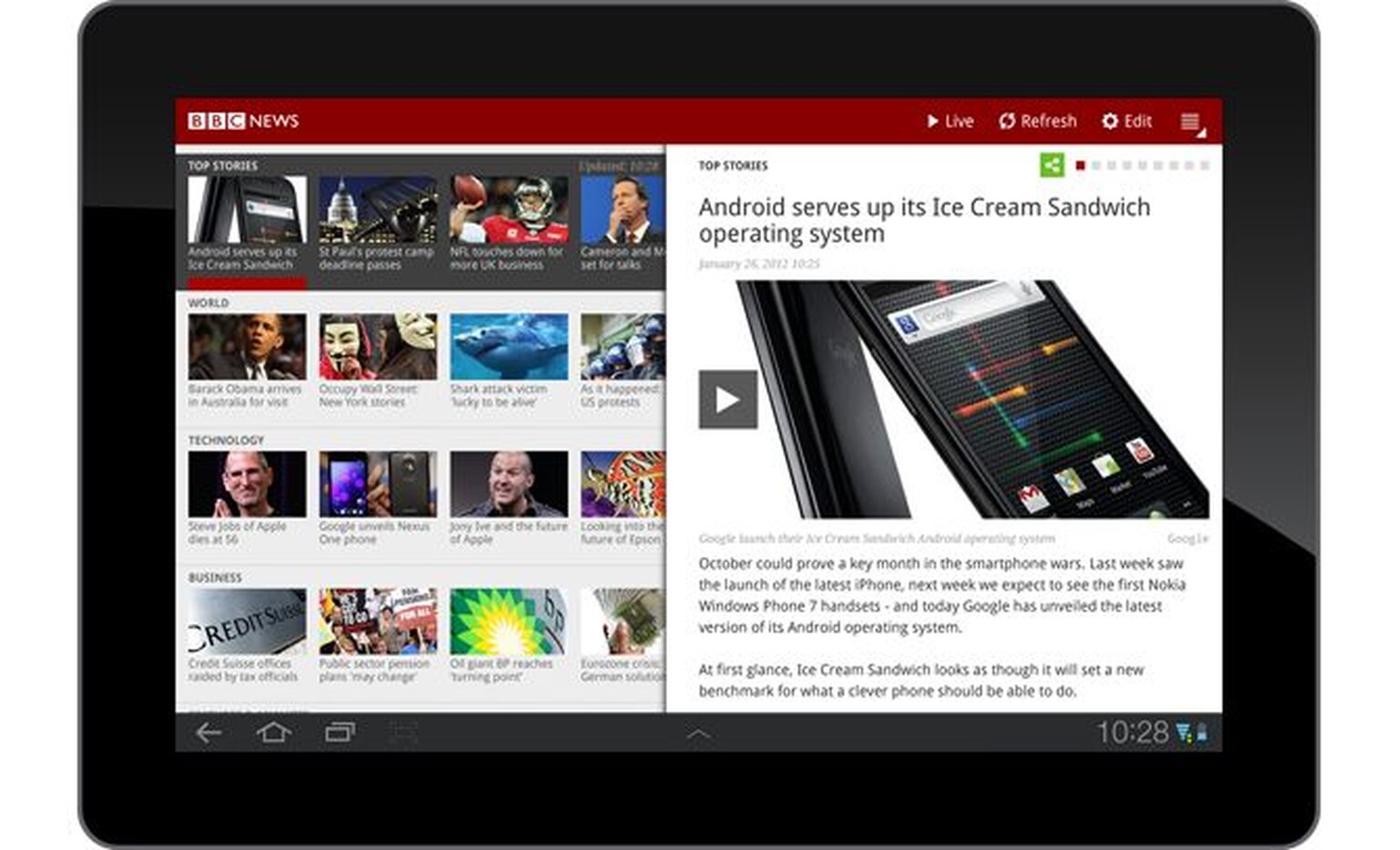BBC News app launches for Android tablets