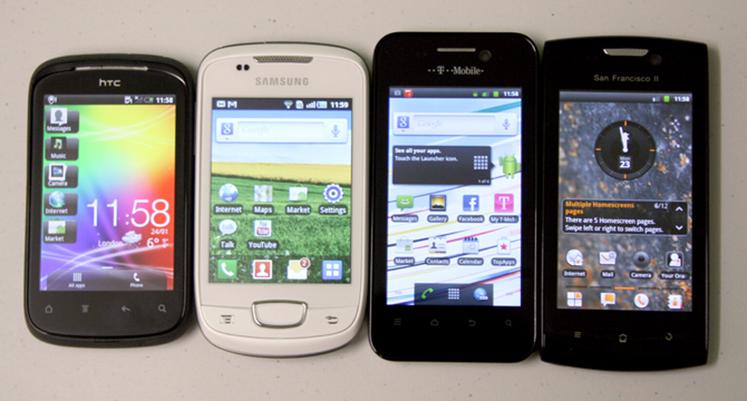 HTC Explorer vs Samsung Galaxy Mini vs T-Mobile Vivacity vs Orange San Francisco 2