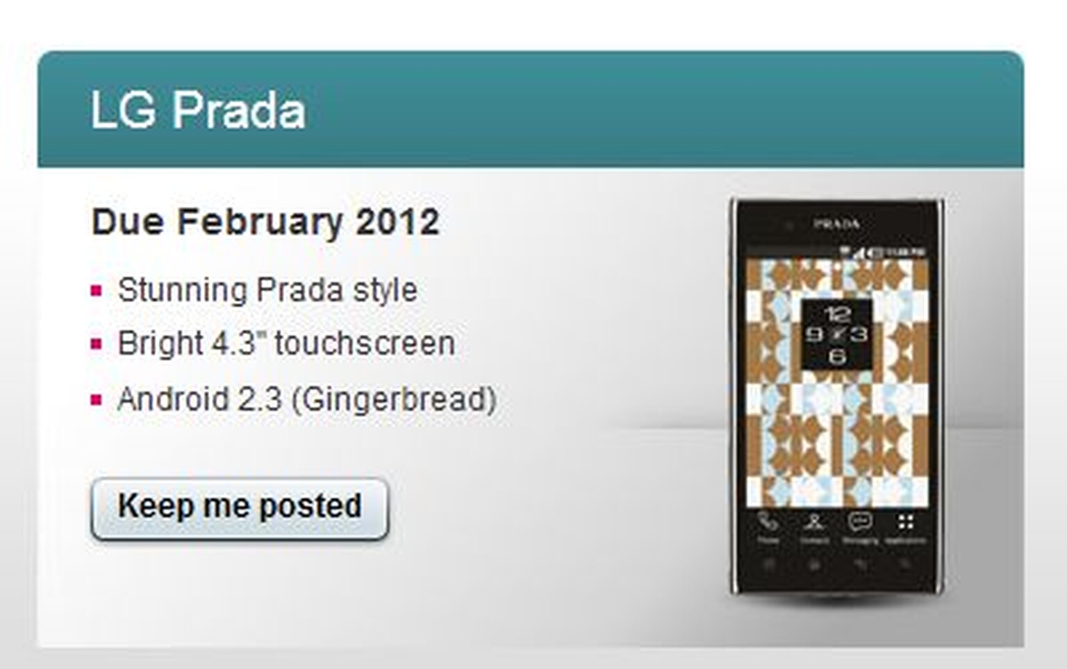 LG Prada 3.0 arriving late Jan on Phones 4U and Feb on T-Mobile