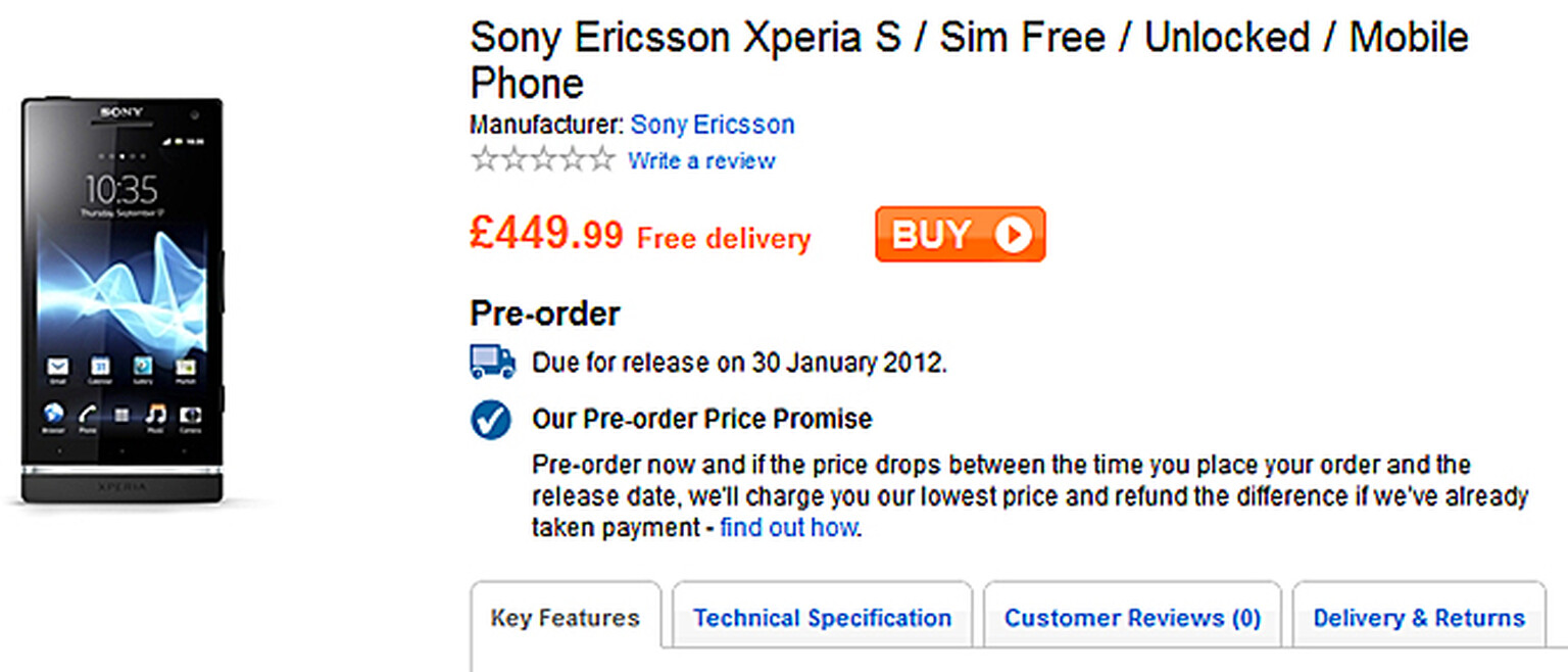 Sony Xperia S comes to Play: Release date 30th of January