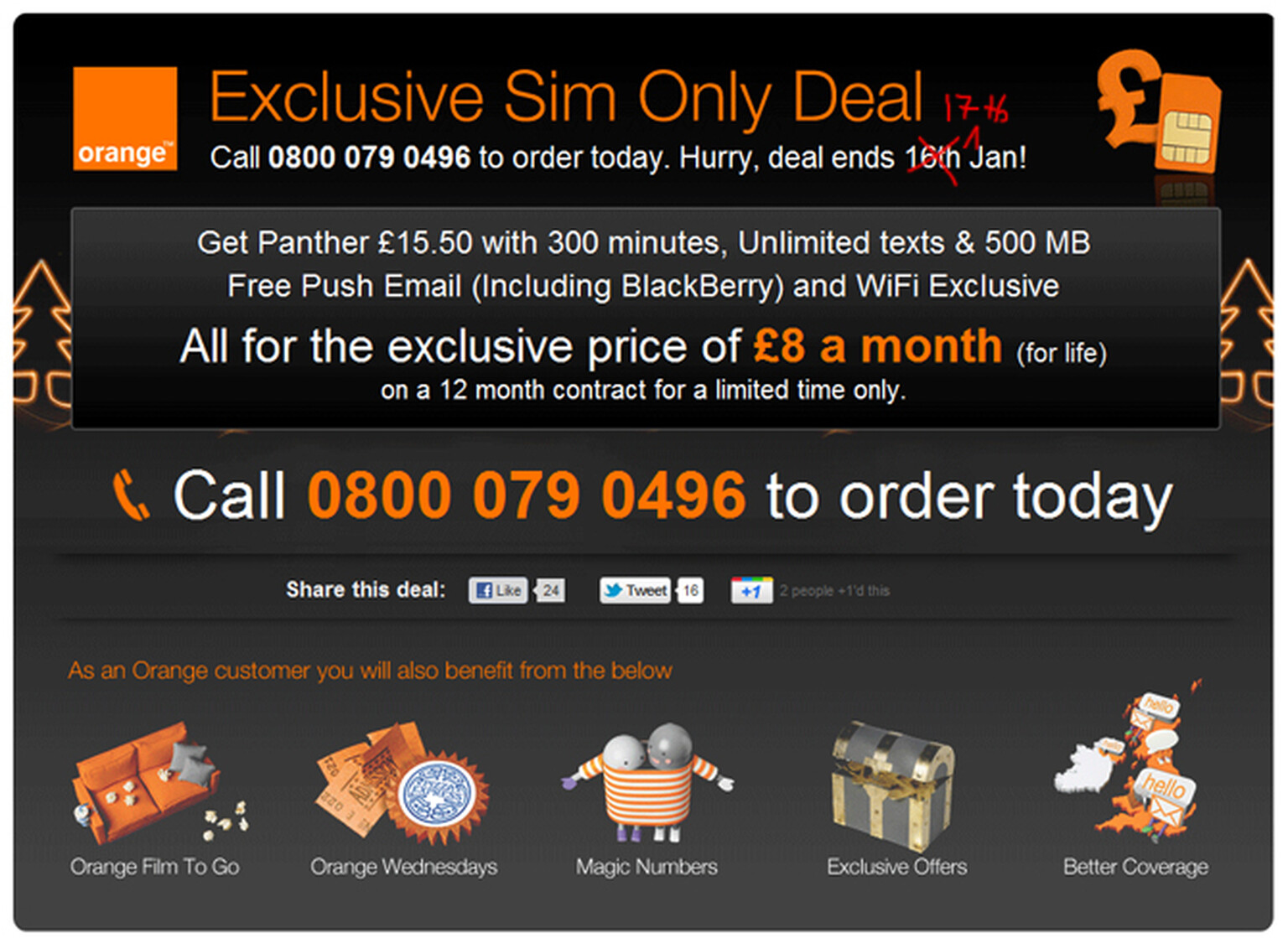 Recombu Exclusive Orange £8 SIM-Only deal ends tomorrow
