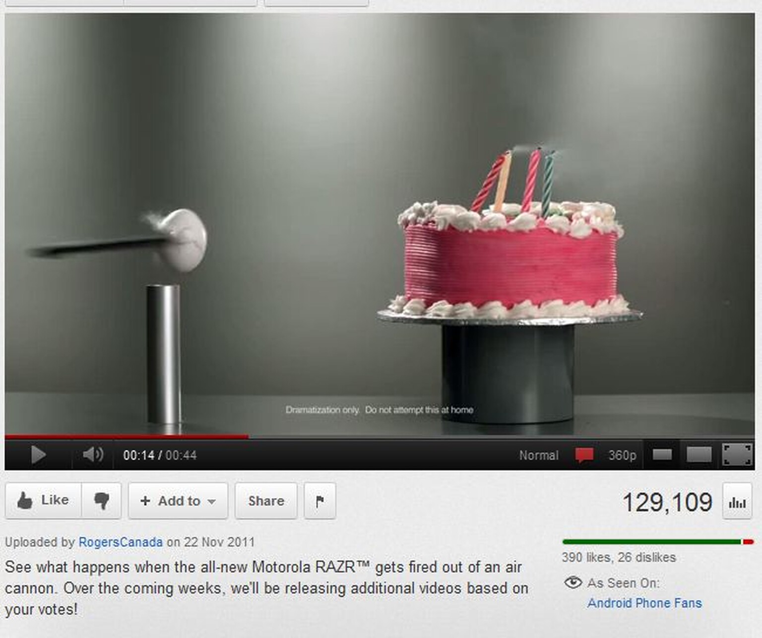 Motorola RAZR projected from air cannon, penetrates cake and lives (with video)