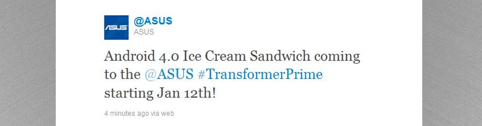 Asus Transformer Prime getting ICS (Android 4.0) from January 12th