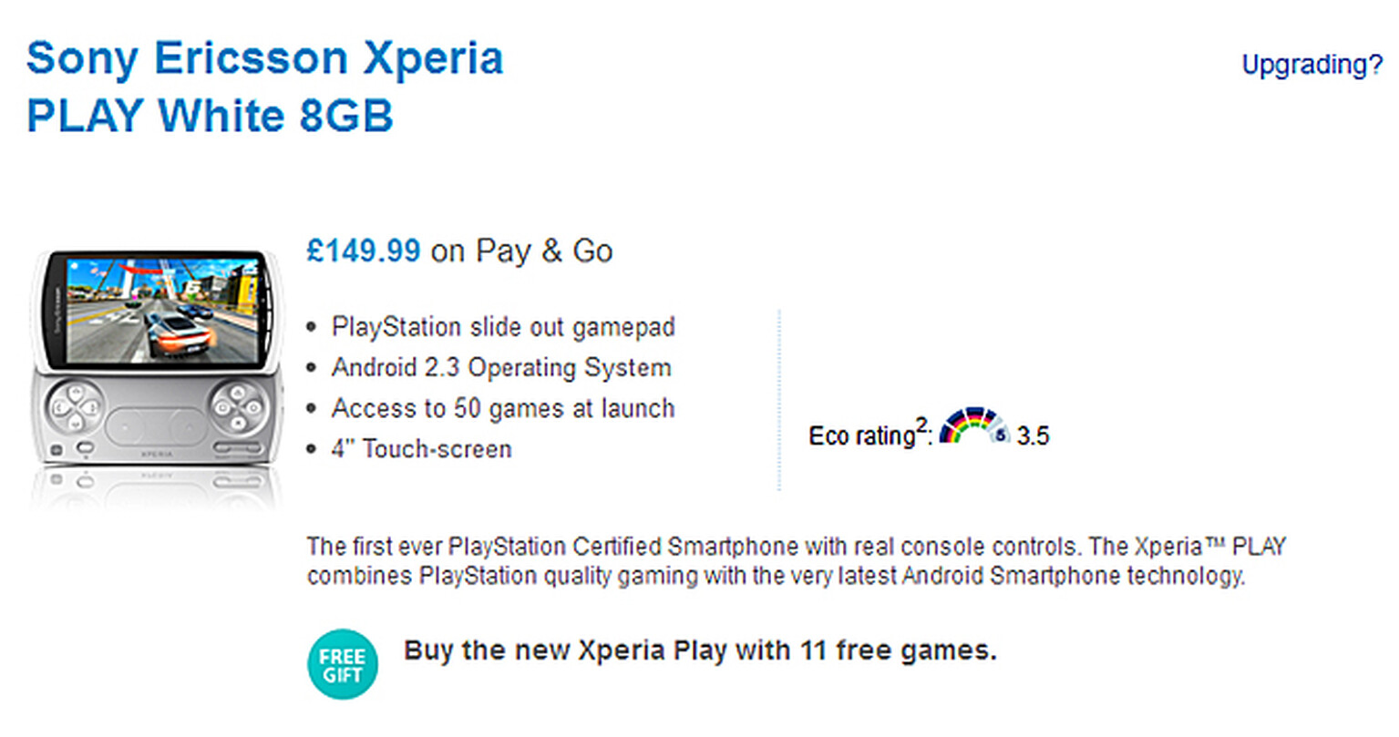 Sony Ericsson Xperia Play drops to £150 on O2 pay-as-you-go