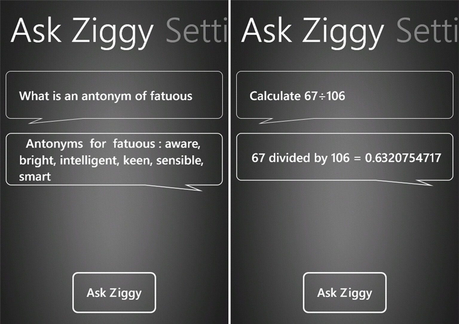 Ask Ziggy Siri-alike hits Windows Phone Marketplace, the ultimate pub quiz companion