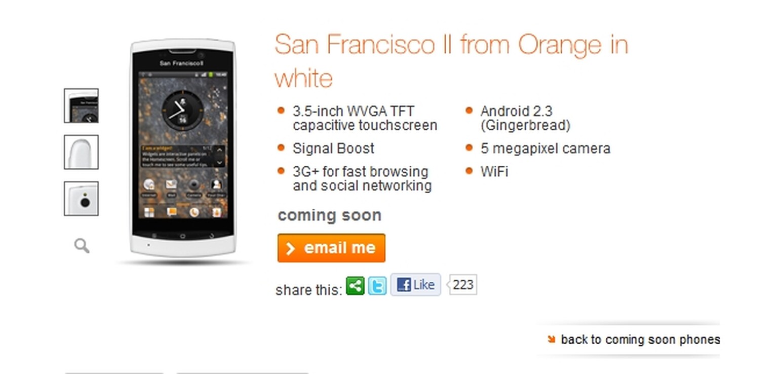 Orange San Francisco II goes white for winter on Coming Soon page