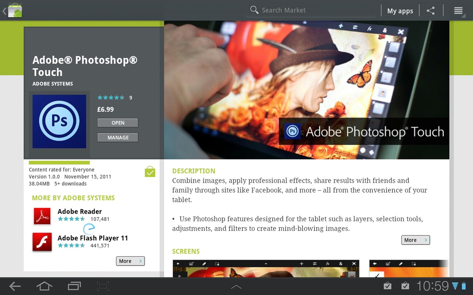 Adobe Photoshop Touch  for Honeycomb review