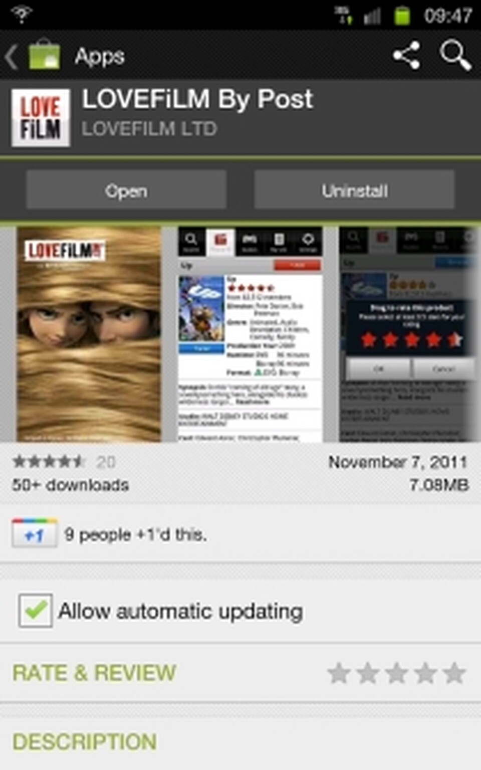 LOVEFiLM App lands on the Android Market.