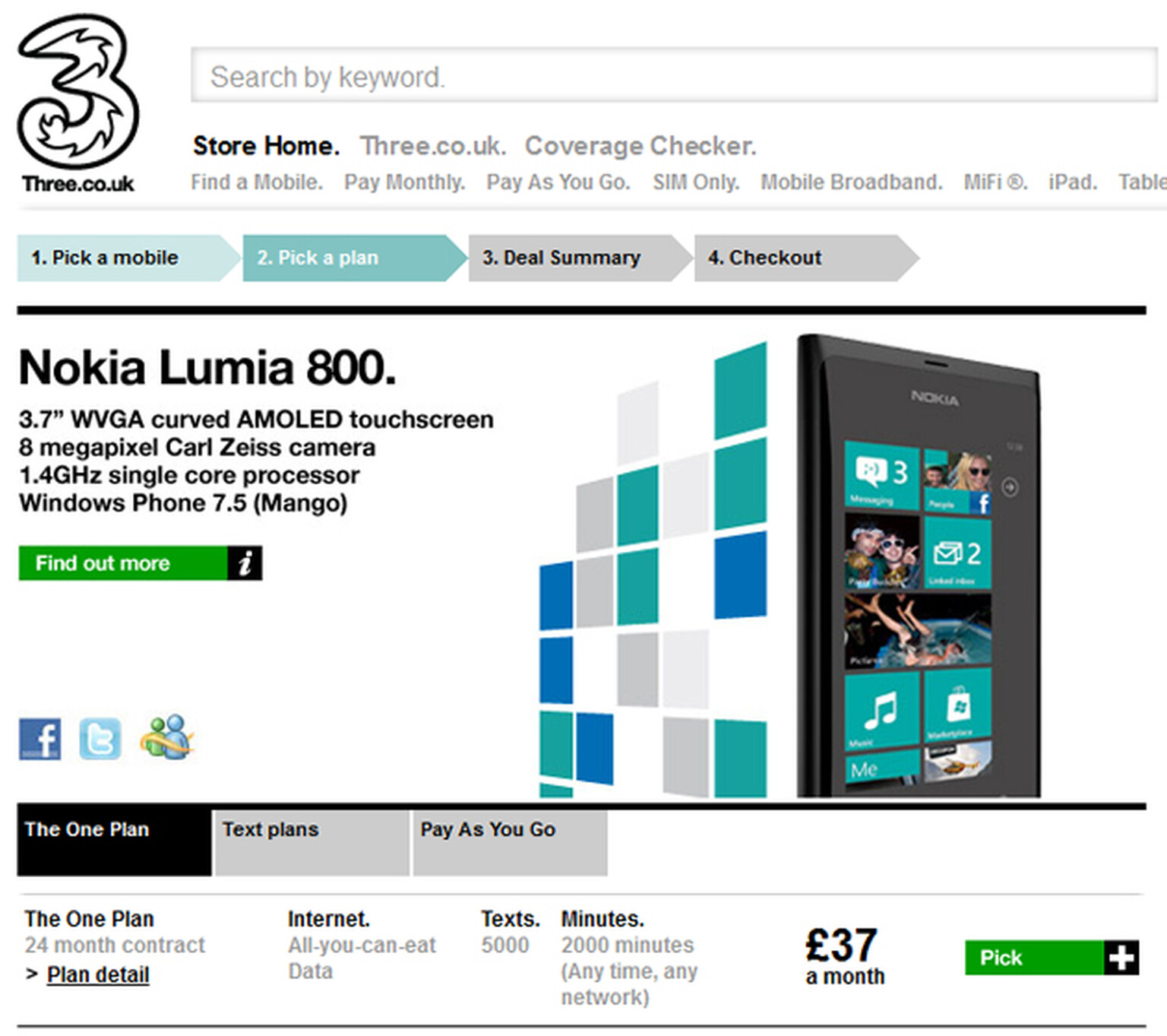 Nokia Lumia 800 joins the all-you-can-eat data buffet on Three, includes 2 months of Spotify