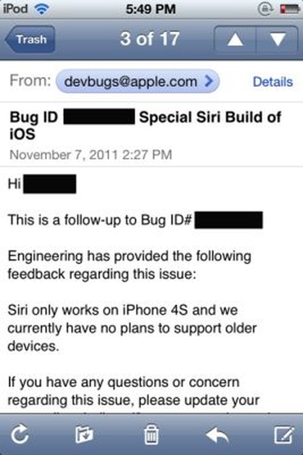 Apple confirms Siri not coming to iPhone 4
