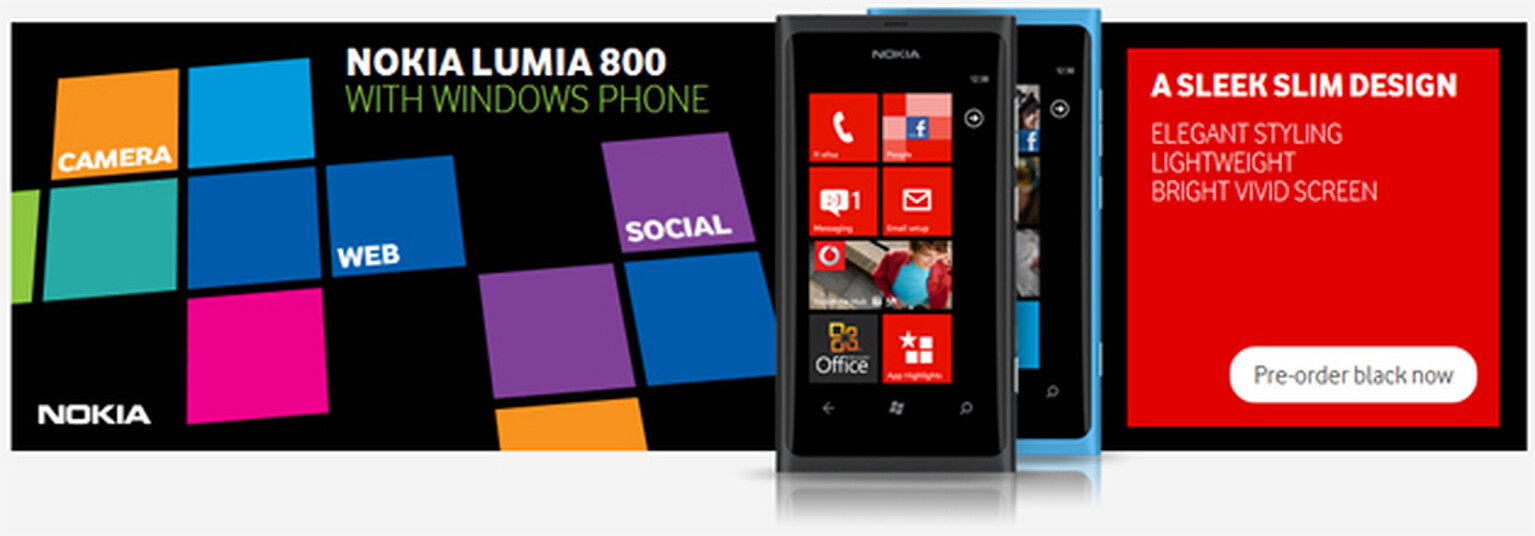 Black Nokia Lumia 800 available on Vodafone pre-order now: £60 of vouchers for the first 10,000 orders