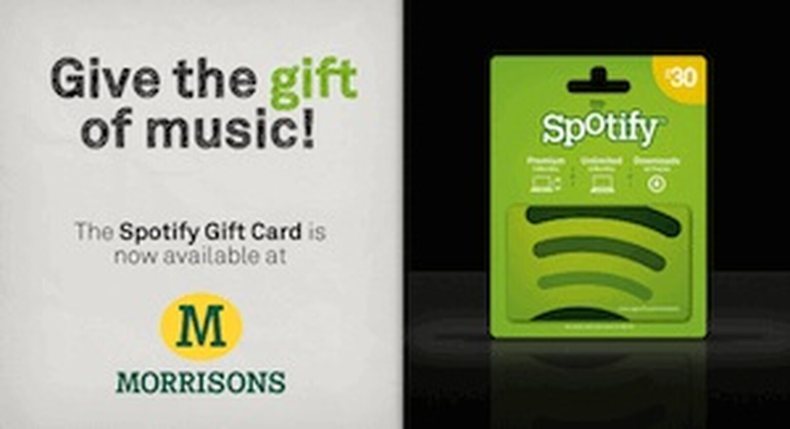 Spotify Gift Cards available in UK stores, starting with Morrisons