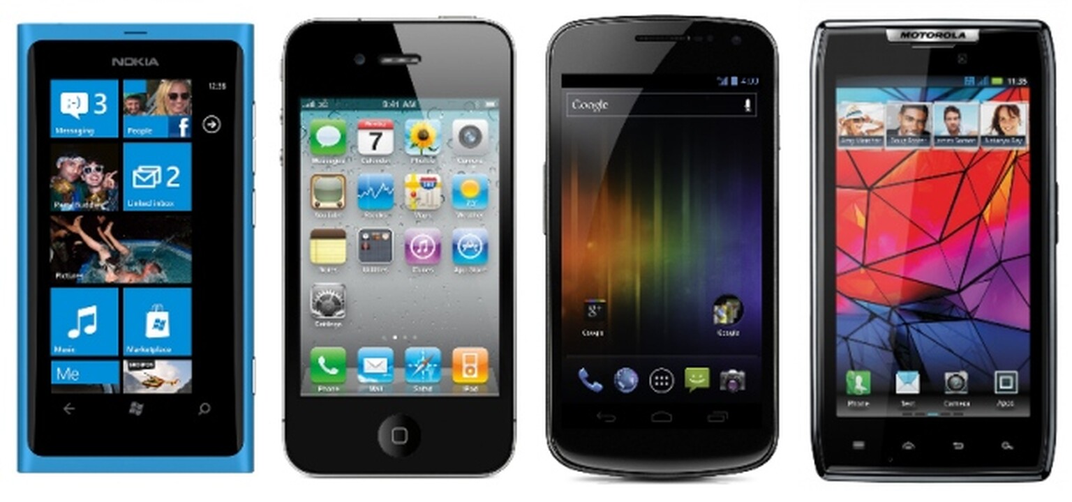 Samsung Galaxy Nexus vs Apple iPhone 4S vs Motorola RAZR vs Nokia Lumia 800