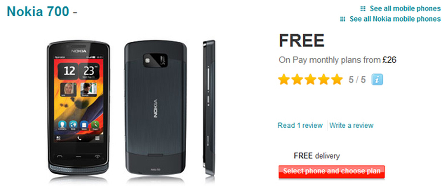 Nokia 700 and BlackBerry Curve 9360 now available from Vodafone
