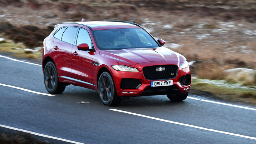 A red Jaguar F-Pace in full attack mode