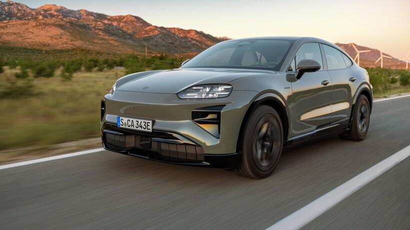 Porsche Macan driving along