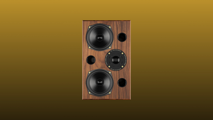 AE2 40th anniversary speaker on a yellow gradient background