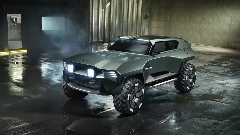 Aston Martin Dreadnought displayed in an abandonded building