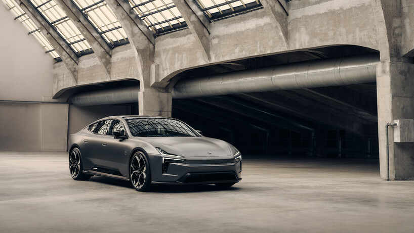 Grey Polestar car in a warehouse