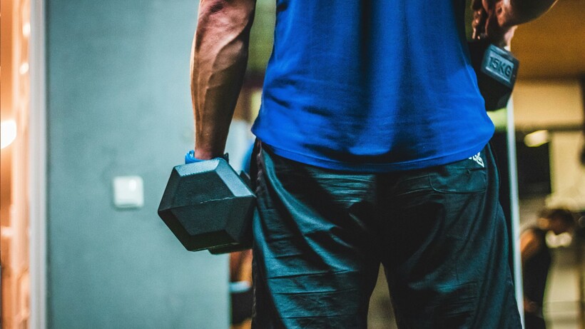 Man with dumbbell