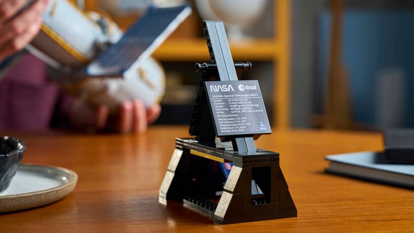 Lego Hubble telescope information plaque