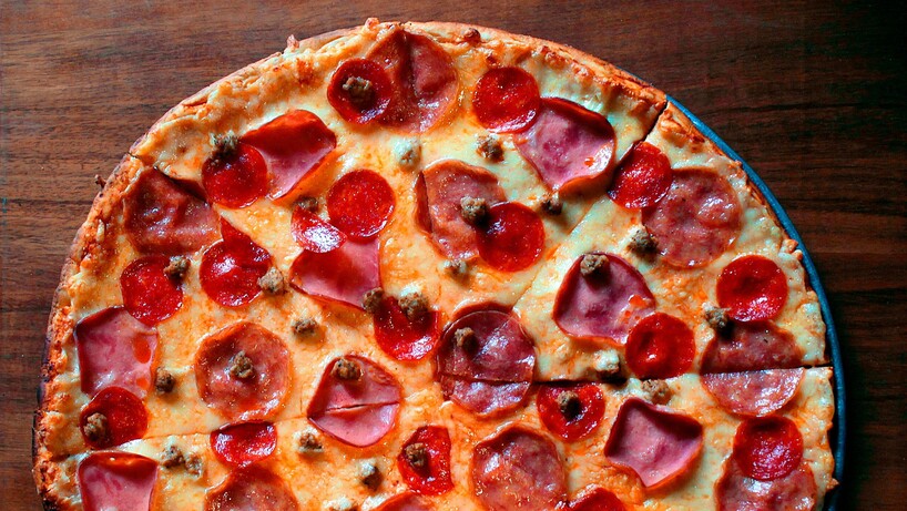 Salami and beef pizza