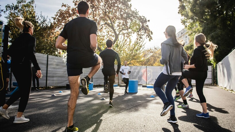 People exercising outside