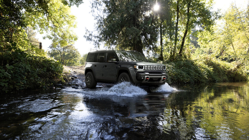 Jeep recon traversing a river
