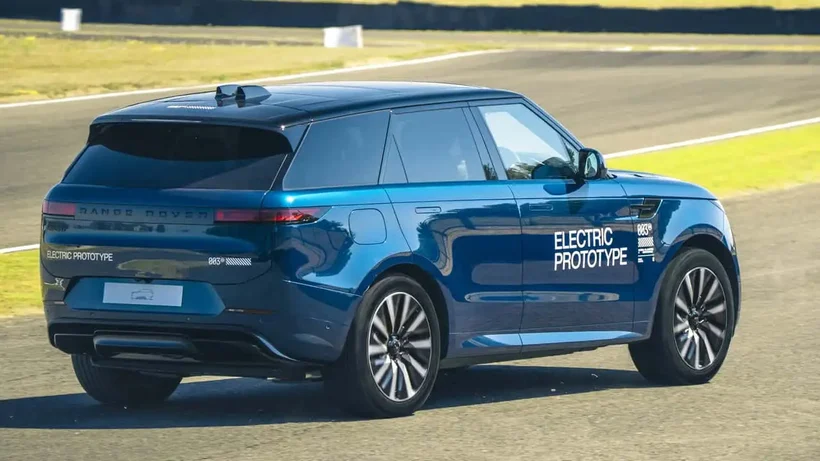 Side view of a prototype electric range rover