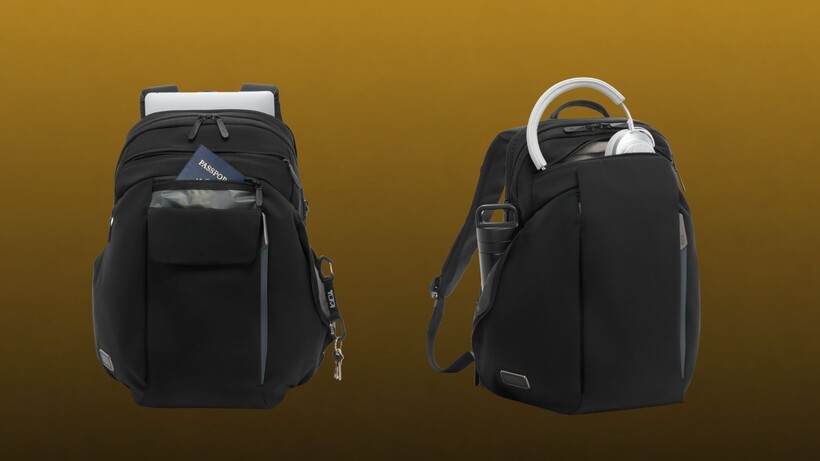 TUMI AXIS collection featuring lightweight nylon backpacks, totes and crossbody bags