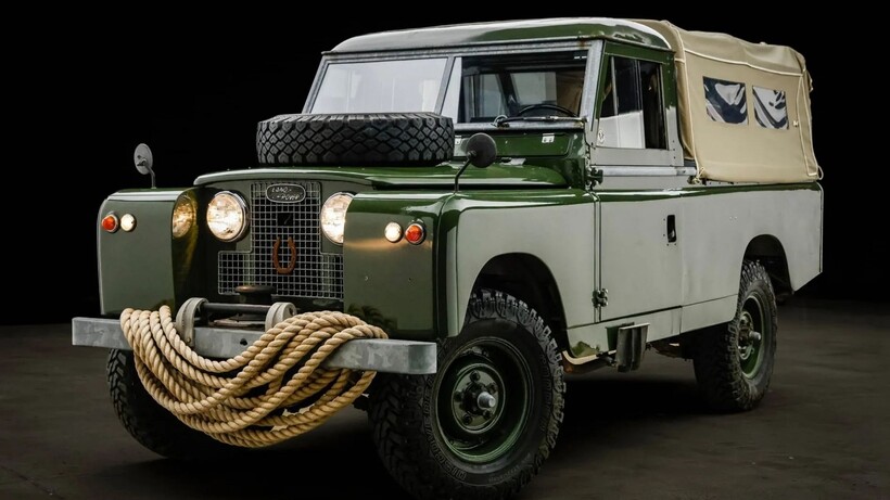 Bronze Green 1959 Land Rover Series II pickup formerly owned by Daniel Craig and Rachel Weisz