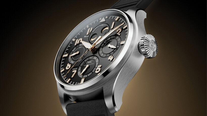 IWC Big Pilot’s Watch Perpetual Calendar ProSet 140 Years Mercedes-Benz with black dial and gold details