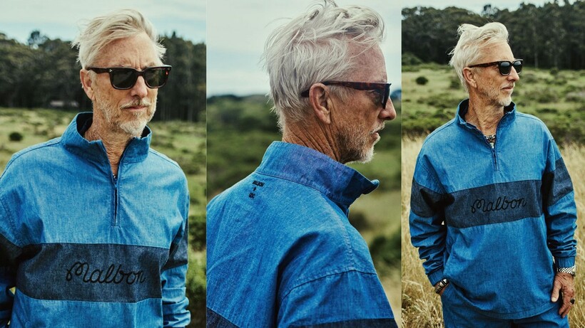 GDC x Malbon Golf denim chambray collection featuring lightweight golf tops and trousers in blue tones