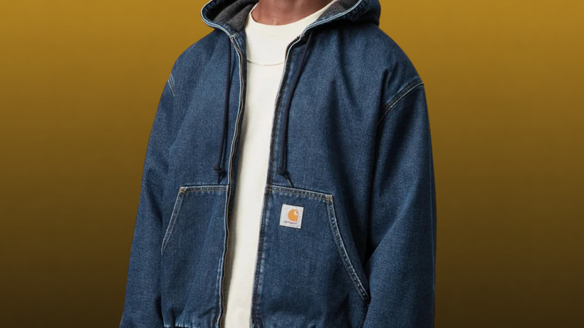 Carhartt WIP OG Active Jacket in blue stone-washed denim with blanket lining and hood