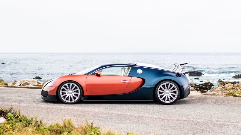 Restored Bugatti Veyron in Rouge Rembrandt and Petrol Blue through the La Maison Pur Sang programme