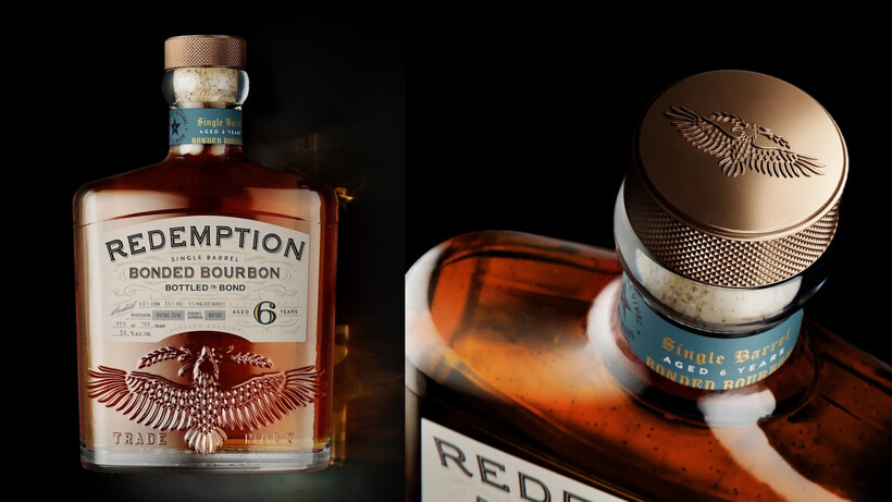 Redemption Single Barrel Bonded Bourbon bottle aged six years and bottled at 100 proof