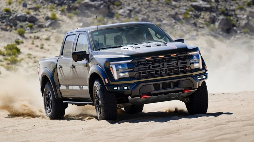 Ford F-150 Raptor off-road pickup with wide stance, all-terrain tyres and rugged bodywork