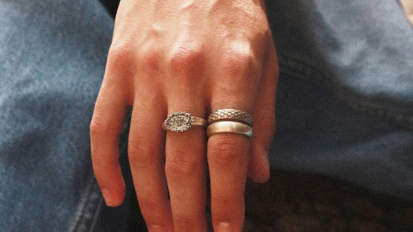 Serge DeNimes Armour collection featuring sculptural sterling silver rings, necklaces and reptile-inspired jewellery